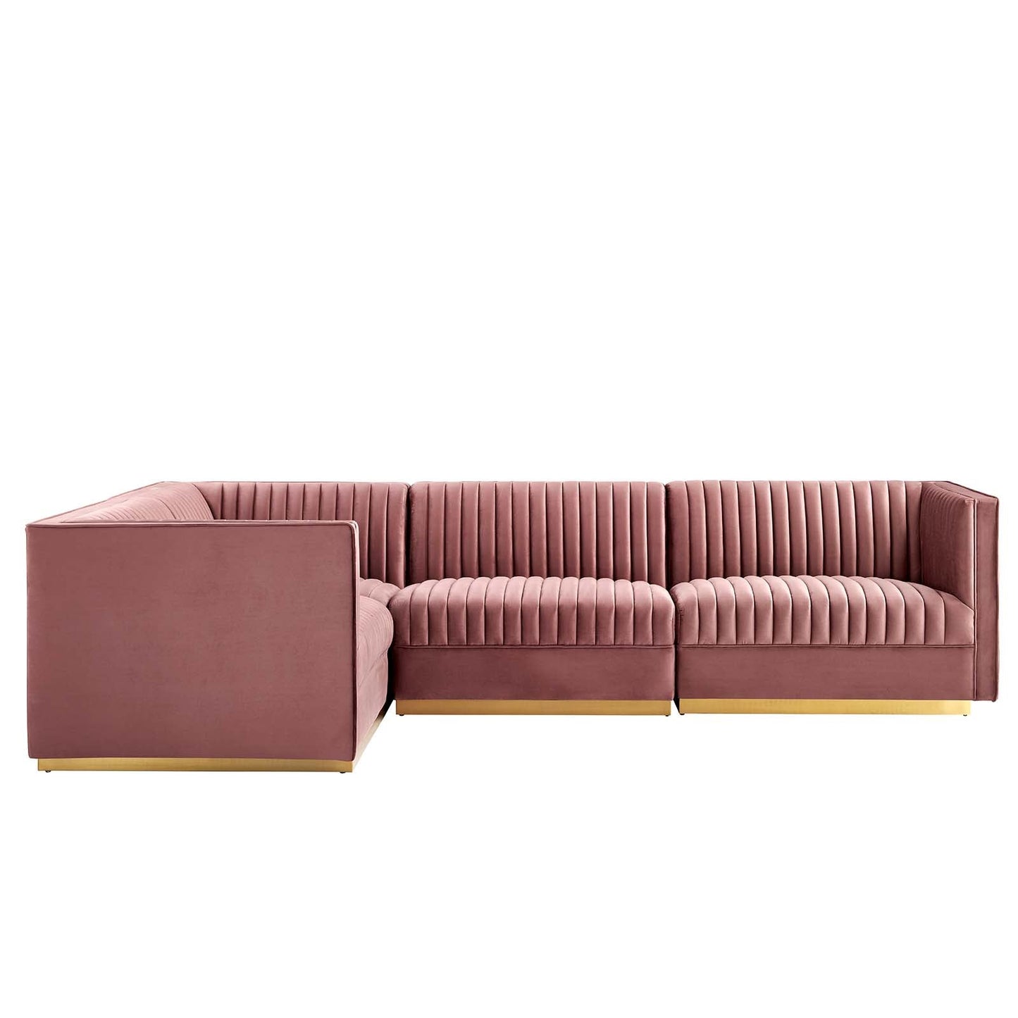 Sanguine 4-Piece Channel Tufted Performance Velvet Left-Facing Modular Sectional Sofa by Modway