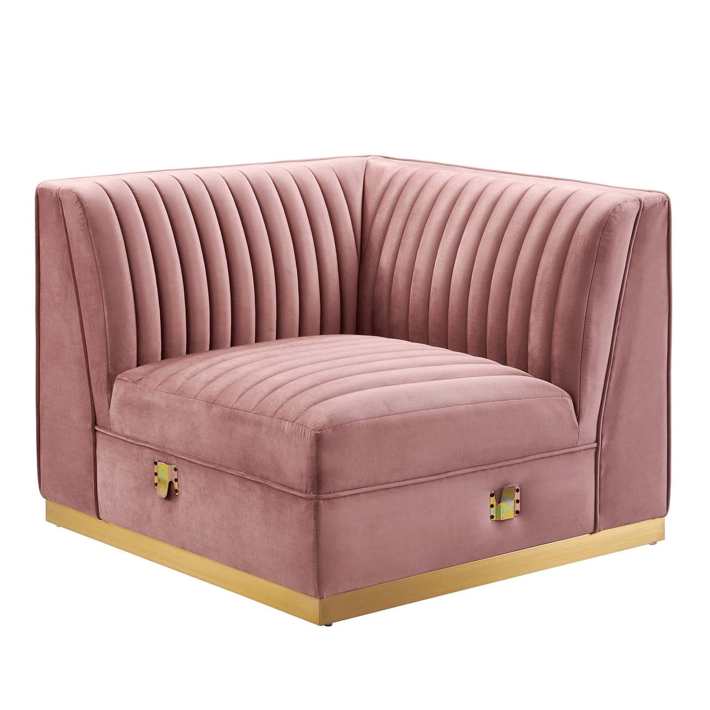 Sanguine 4-Piece Channel Tufted Performance Velvet Left-Facing Modular Sectional Sofa by Modway