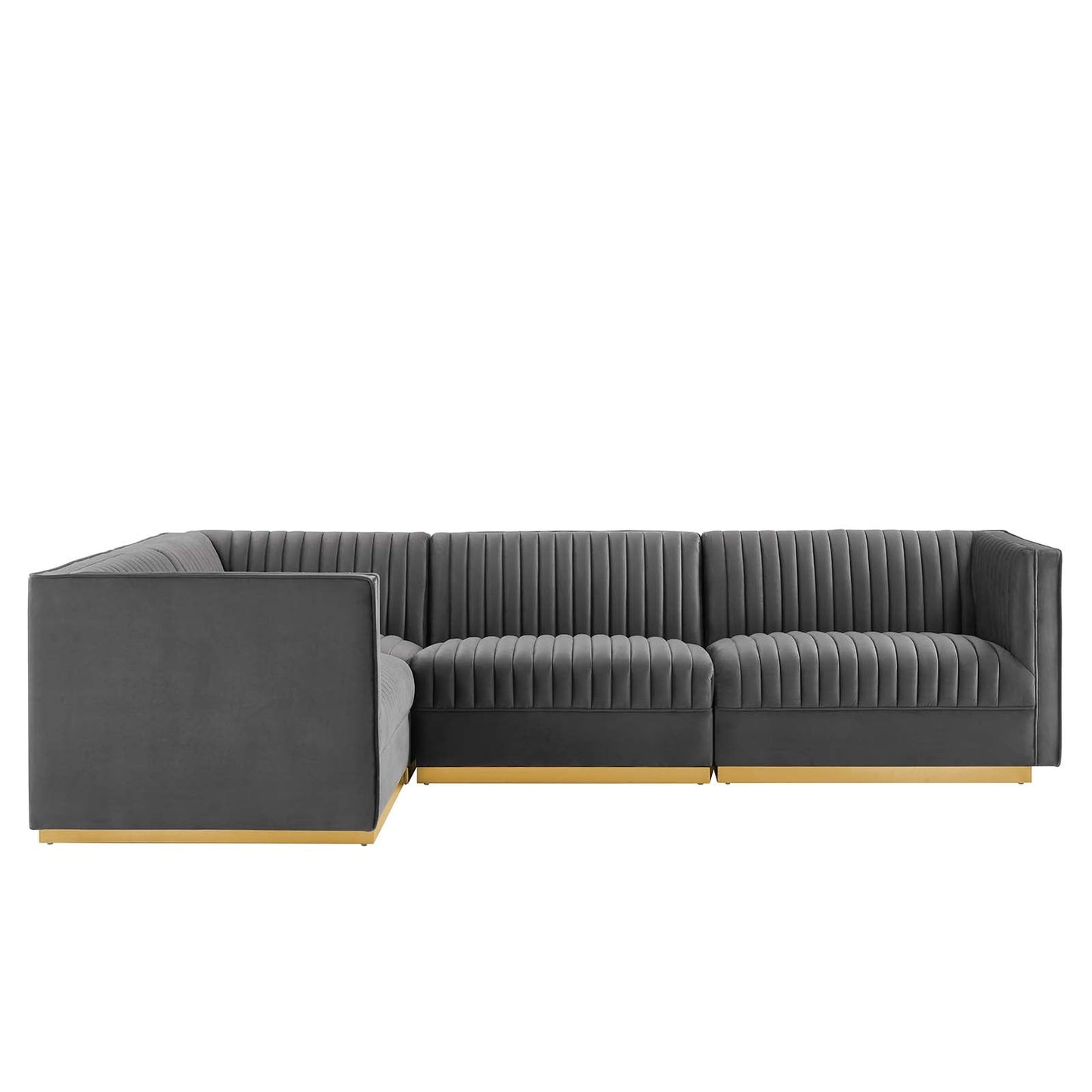 Sanguine 4-Piece Channel Tufted Performance Velvet Left-Facing Modular Sectional Sofa by Modway