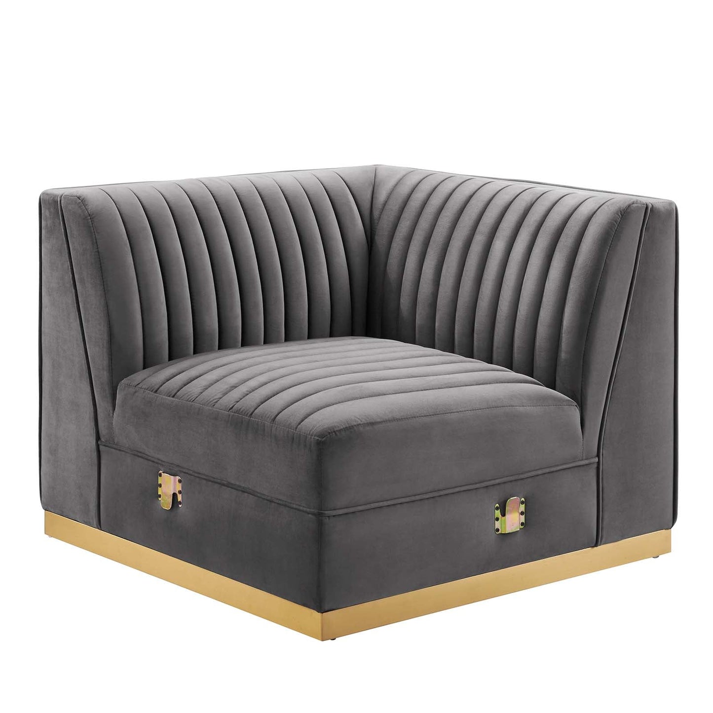 Sanguine 4-Piece Channel Tufted Performance Velvet Left-Facing Modular Sectional Sofa by Modway