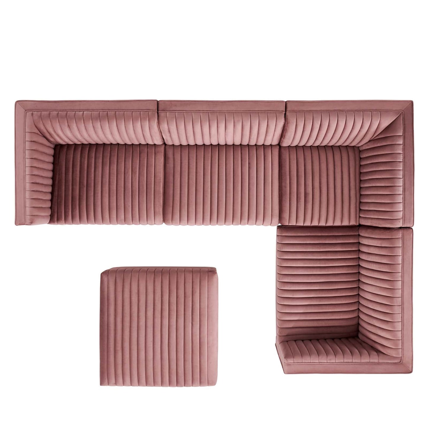 Sanguine 5-Piece Channel Tufted Performance Velvet Right-Facing Modular Sectional Sofa by Modway