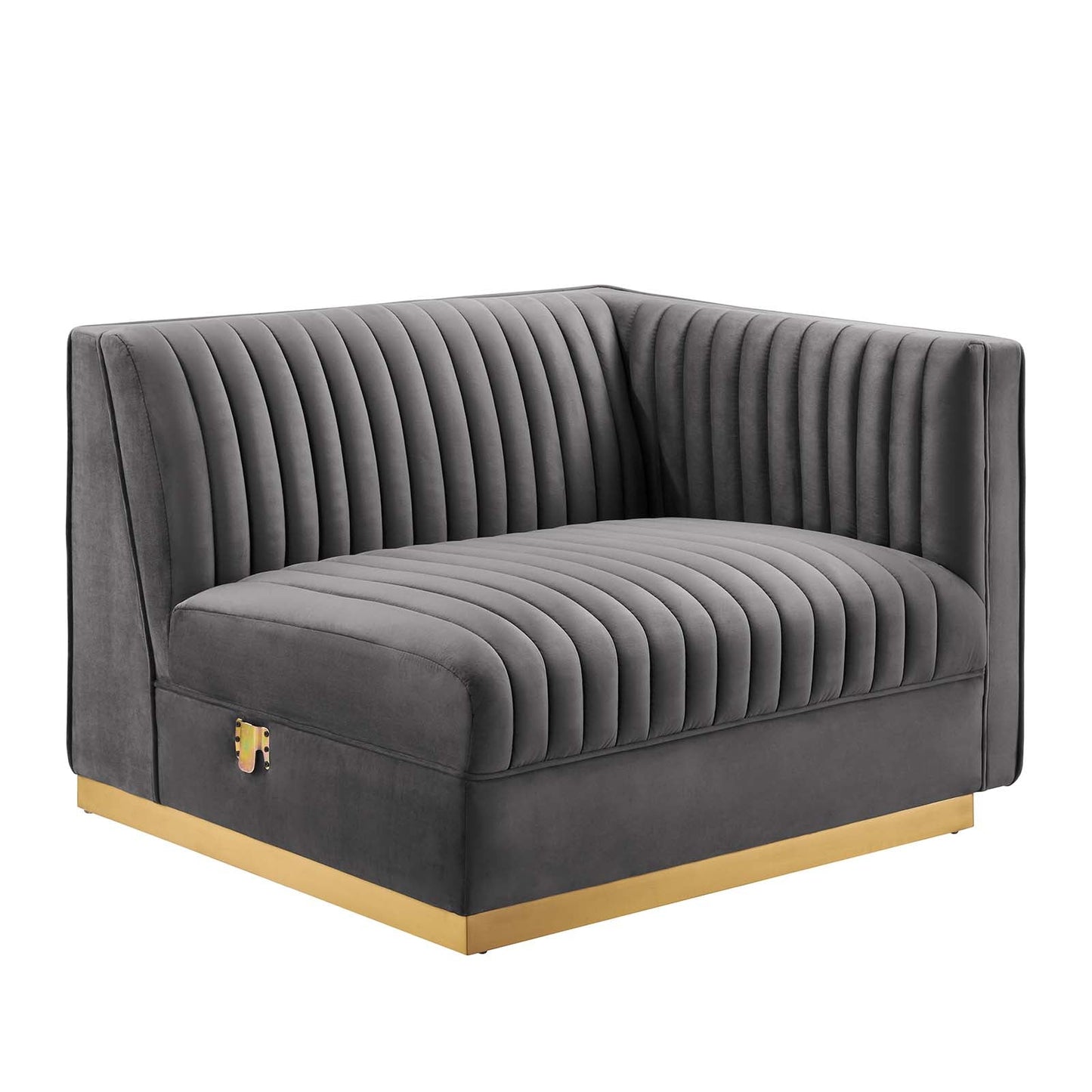 Sanguine Channel Tufted 5-Piece Right-Facing Modular Sectional Sofa in Navy