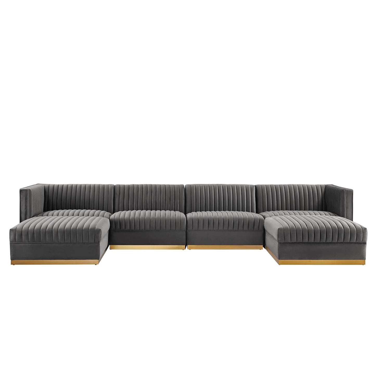 Sanguine 6-Piece Channel Tufted Performance Velvet Modular Sectional Sofa by Modway