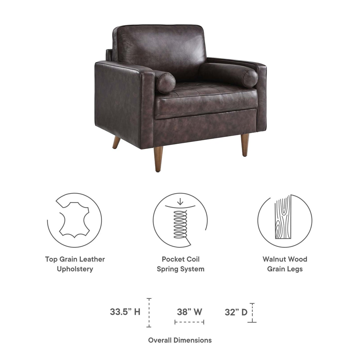 Valour Leather Armchair by Modway