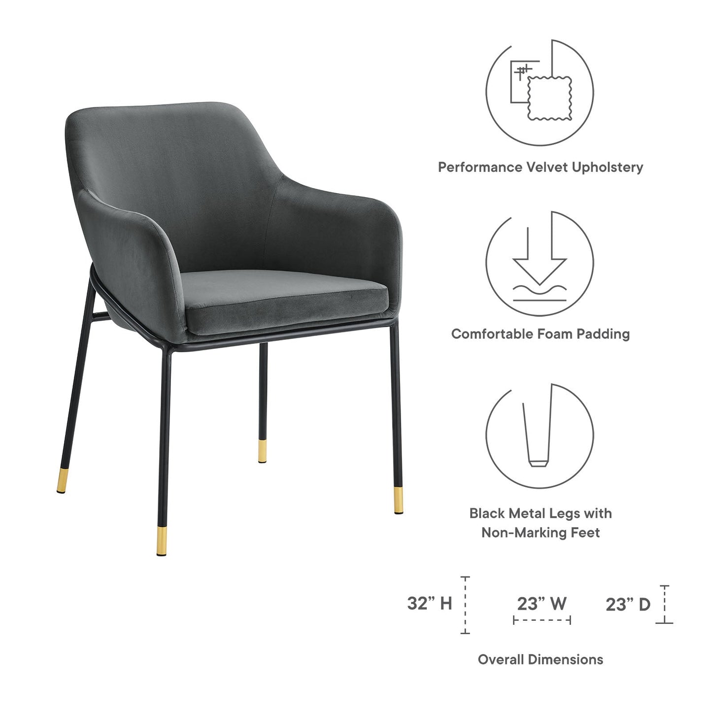 Jovi Performance Velvet Dining Armchair Set of 2 by Modway