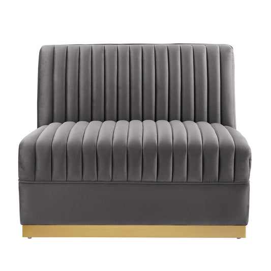 Sanguine Channel Tufted Performance Velvet Modular Sectional Sofa Armless Chair by Modway