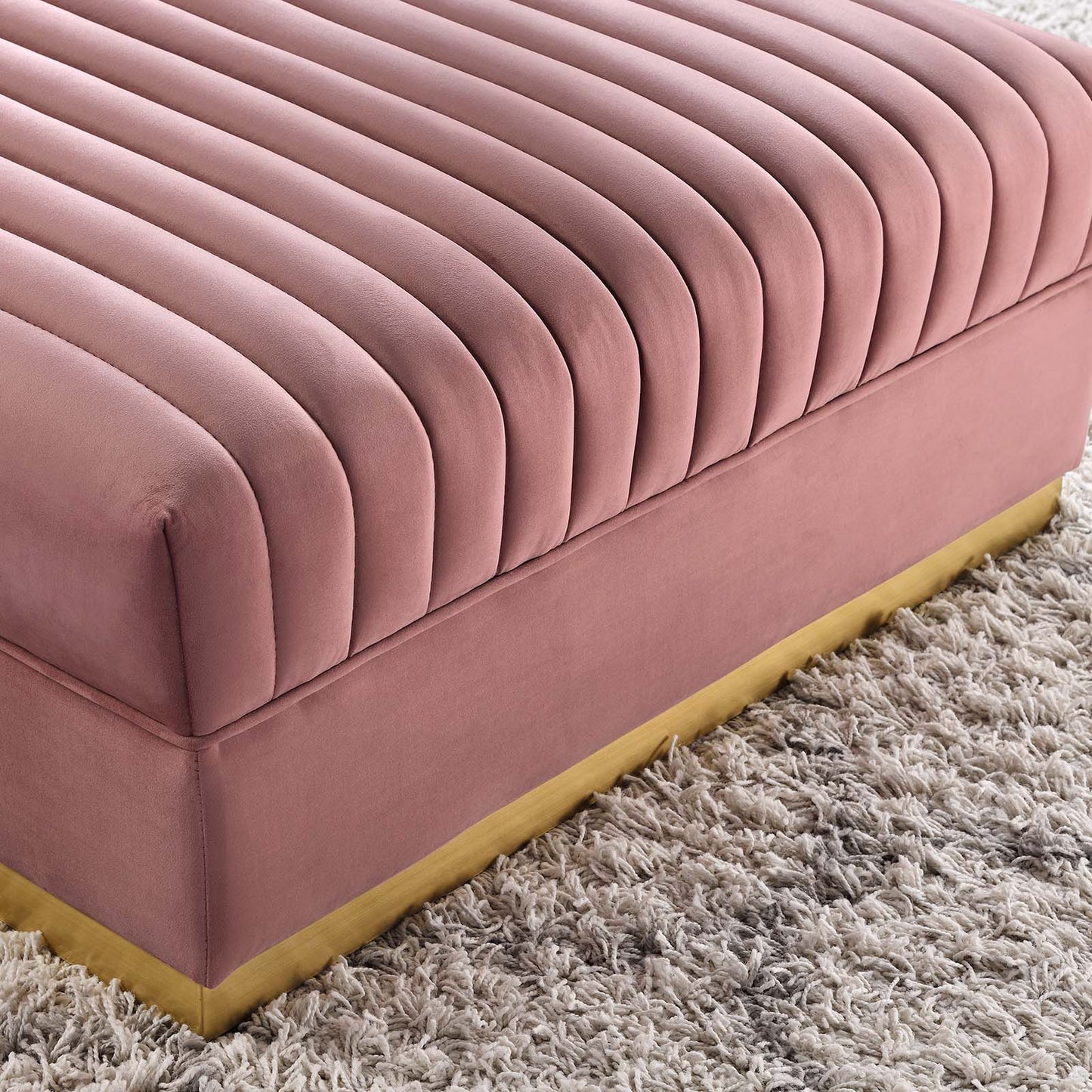 Sanguine Channel Tufted Performance Velvet Modular Sectional Sofa Ottoman by Modway