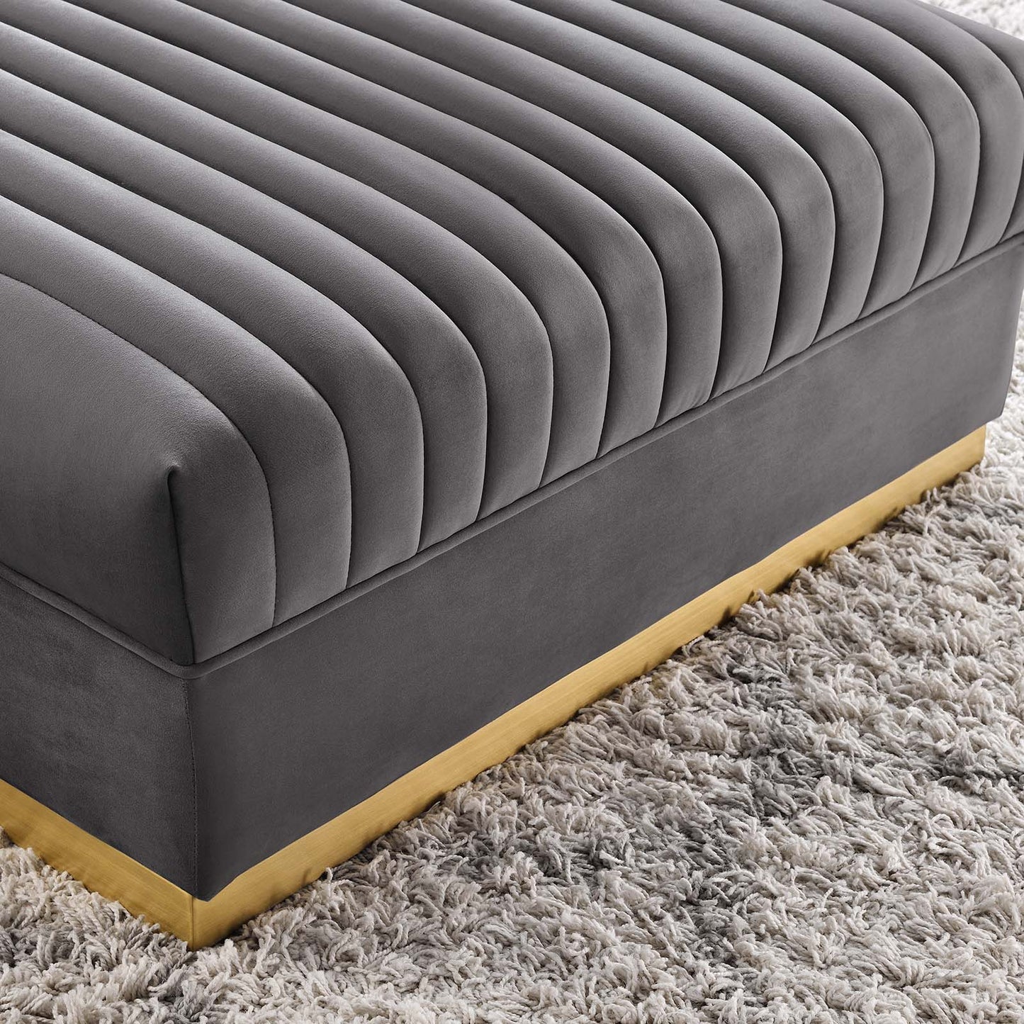 Sanguine Channel Tufted Performance Velvet Modular Sectional Sofa Ottoman by Modway