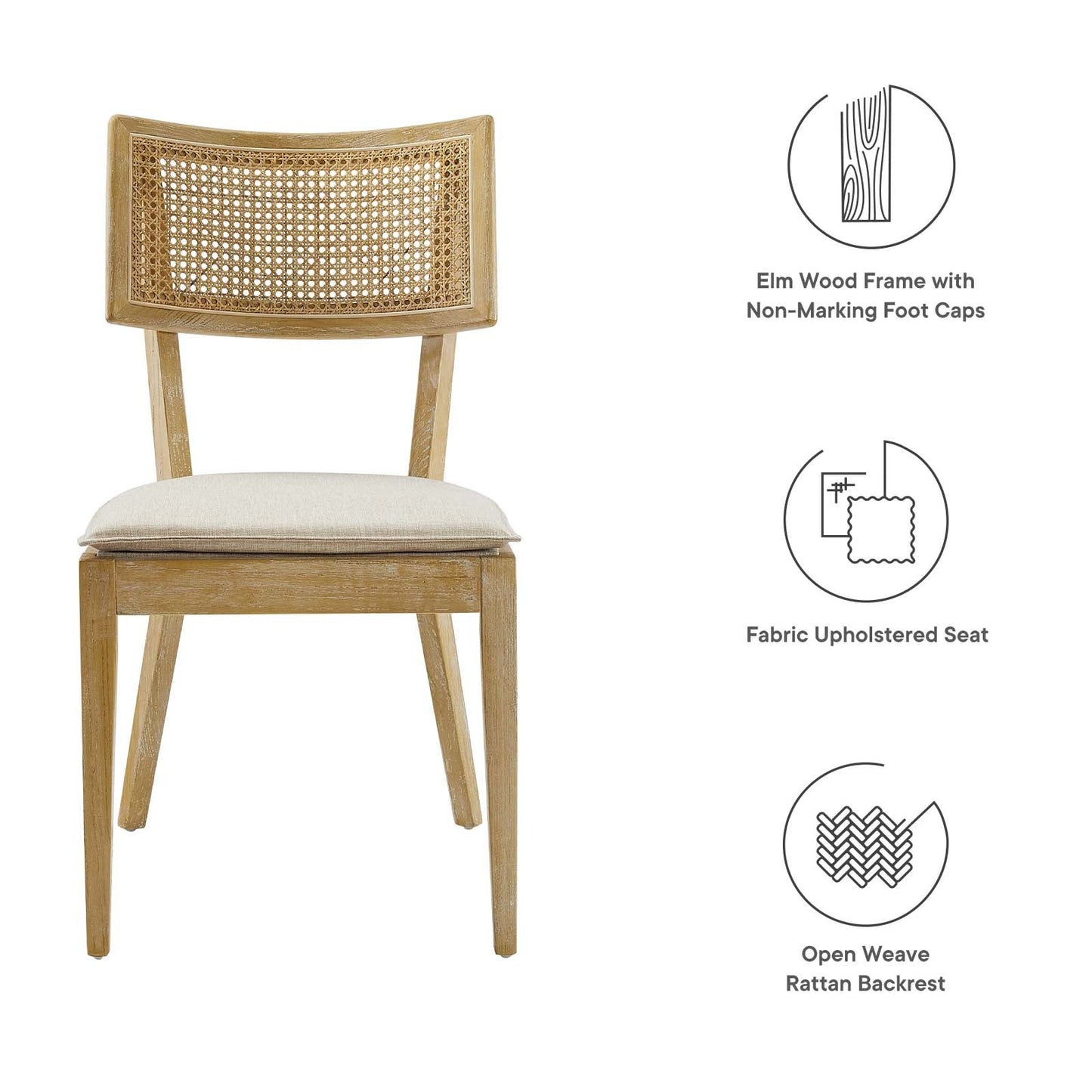 Caledonia Fabric Upholstered Wood Dining Chair Set of 2 by Modway