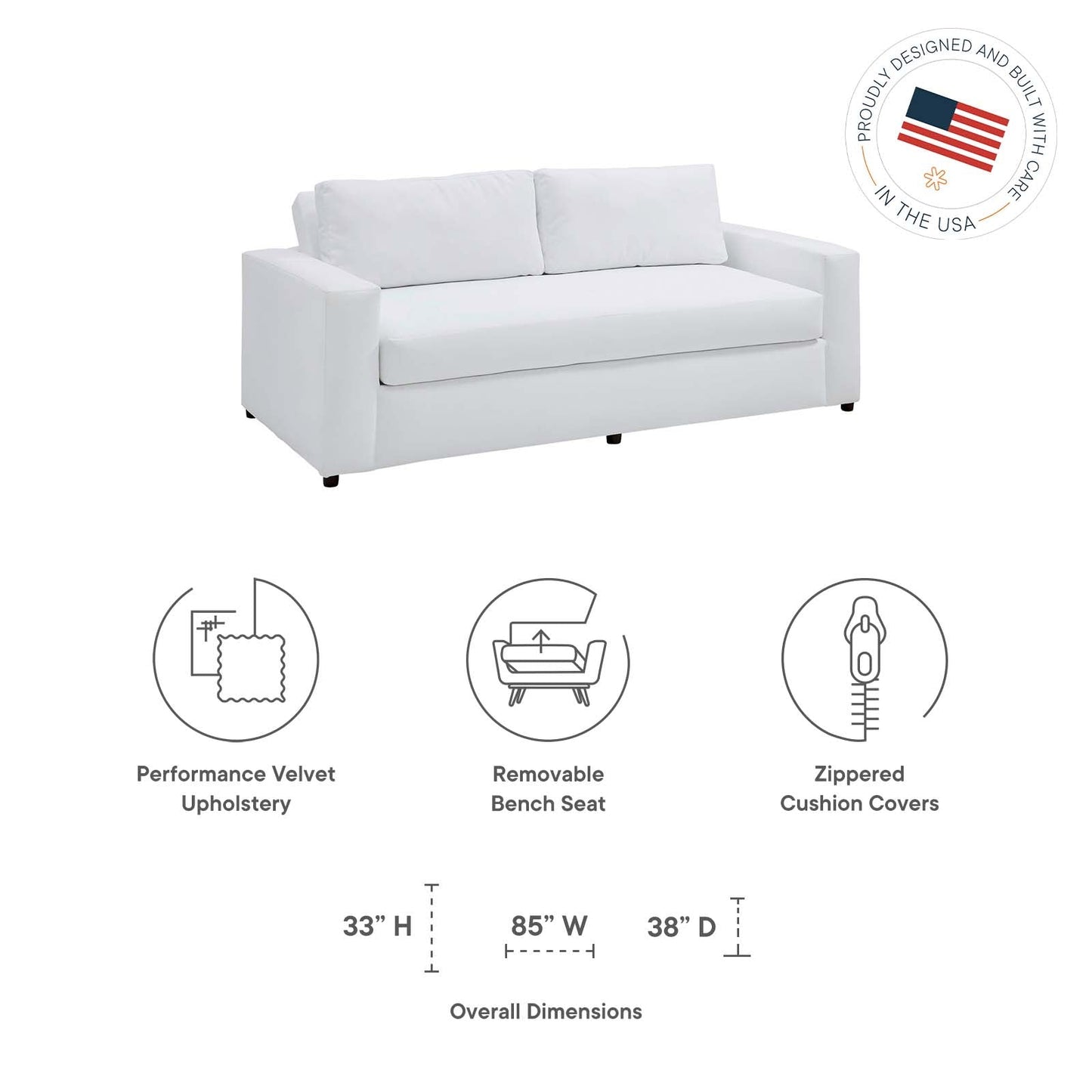 Avendale Velvet Sofa by Modway