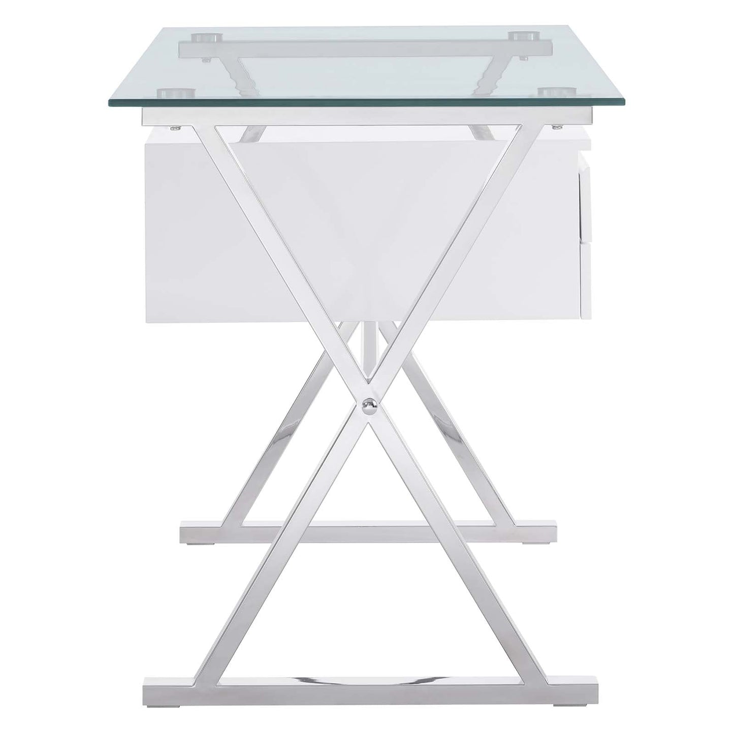 Sector 56" Glass Top Glass Office Desk by Modway