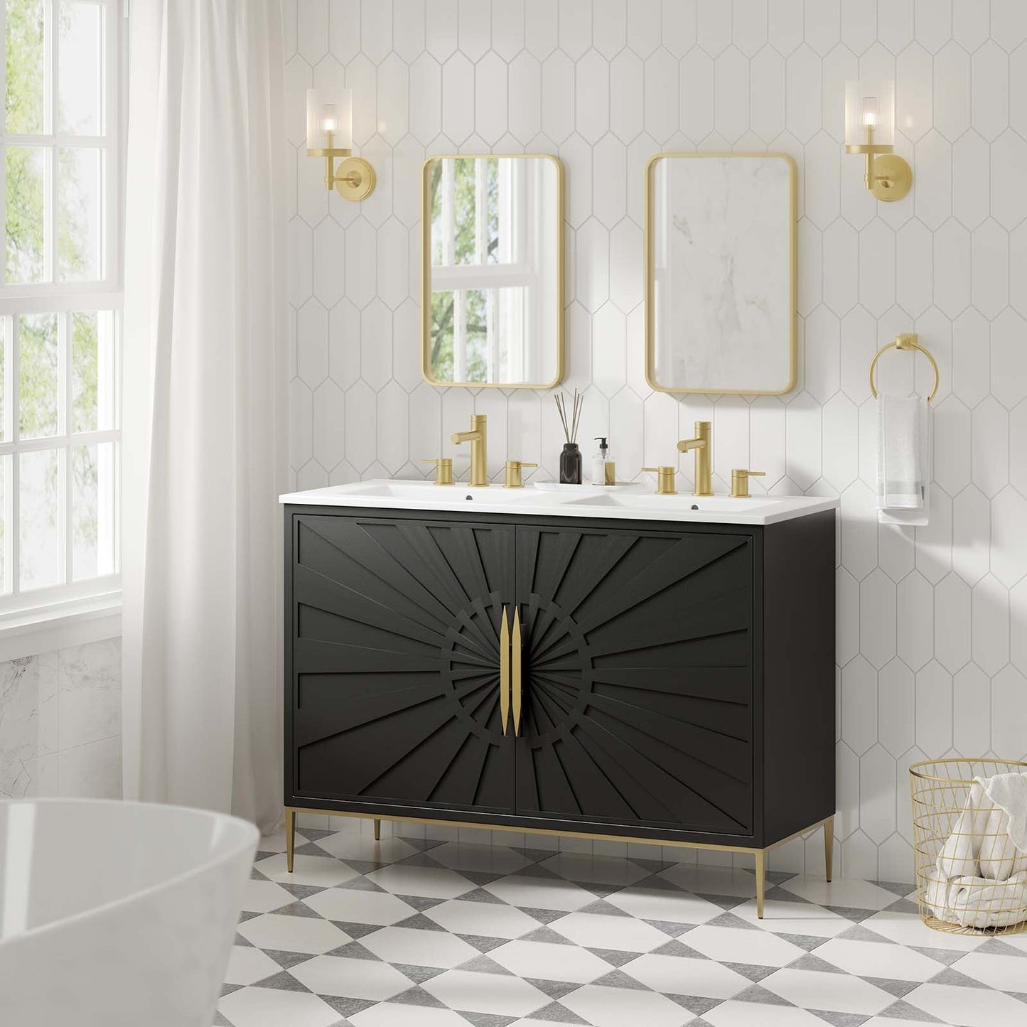 Awaken 48" Double Sink Bathroom Vanity by Modway