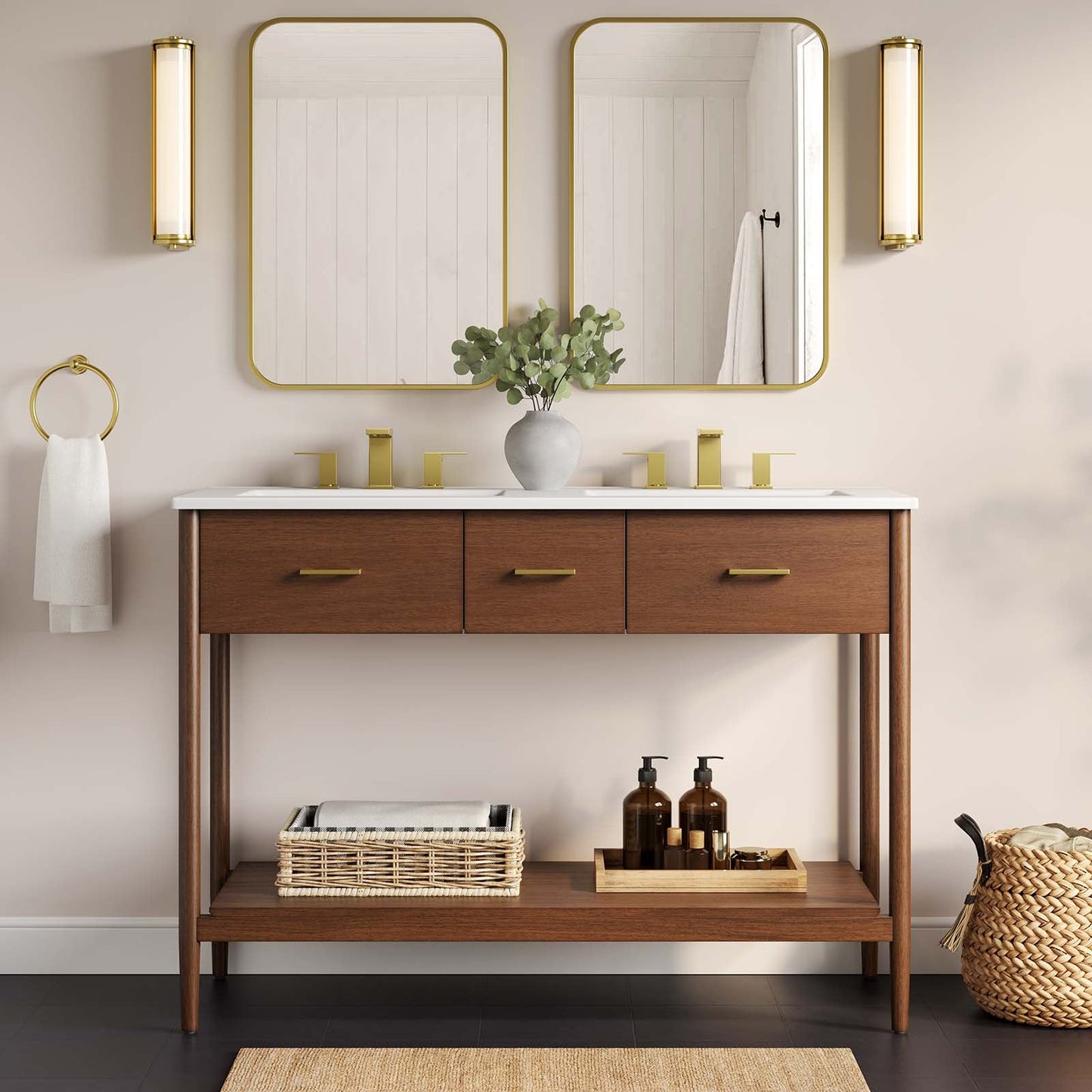 Zaire 48Ó Double Sink Compatible Bathroom Vanity Cabinet (Sink Basin Not Included) by Modway