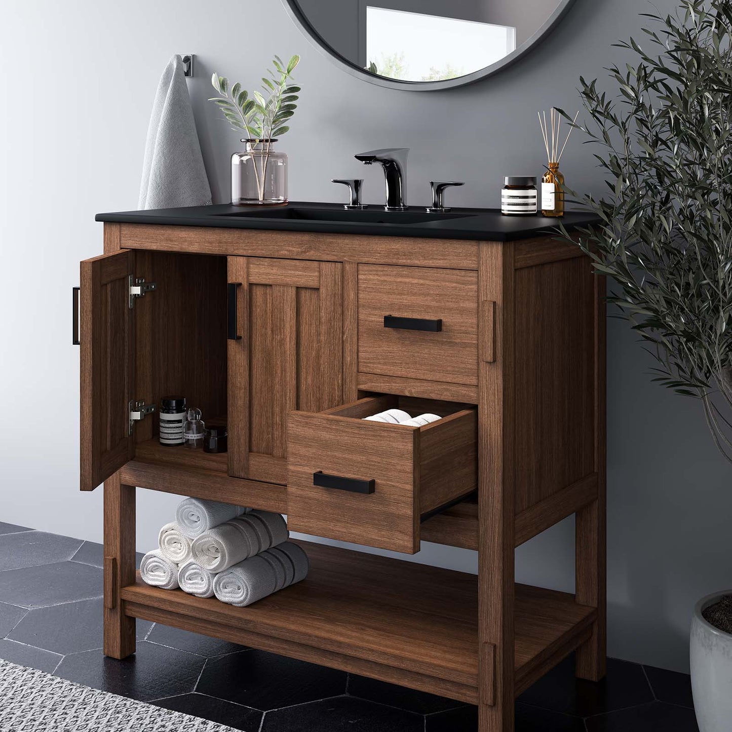 Ashlyn 36Ó Wood Bathroom Vanity Cabinet (Sink Basin Not Included) by Modway