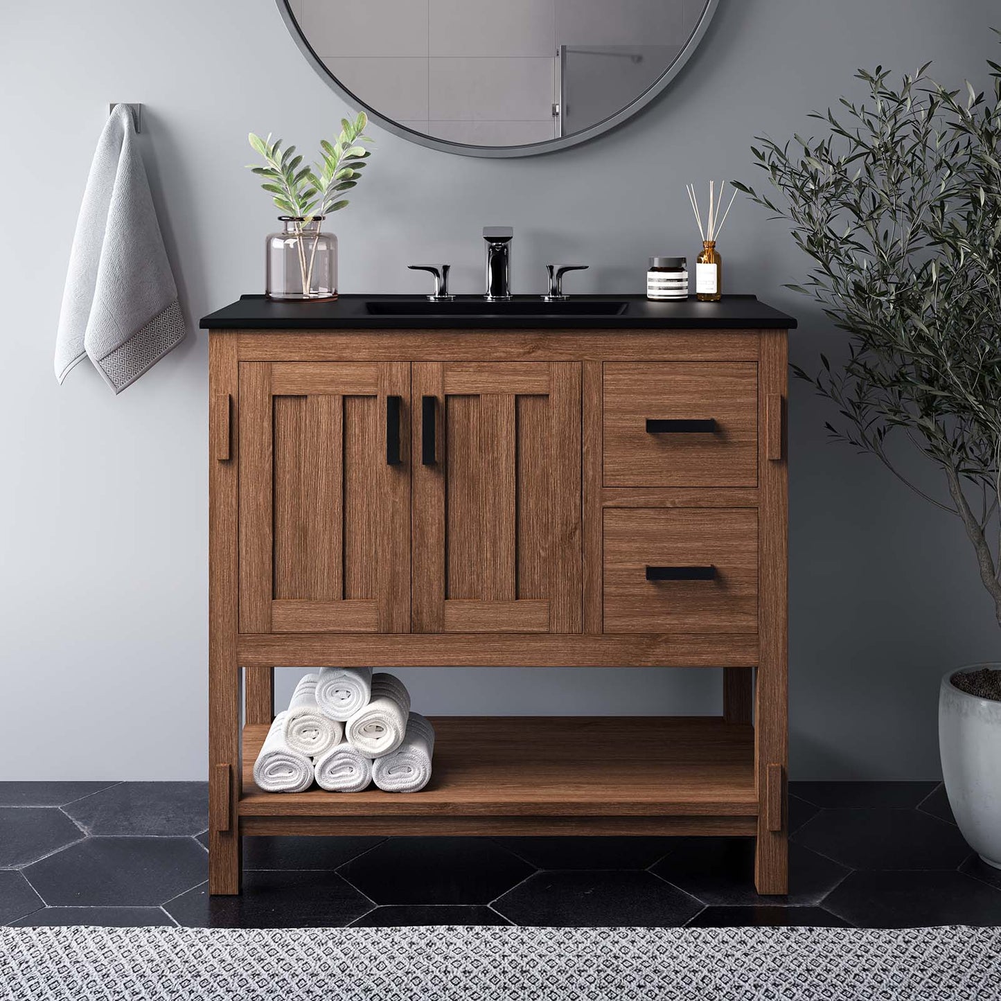 Ashlyn 36Ó Wood Bathroom Vanity Cabinet (Sink Basin Not Included) by Modway