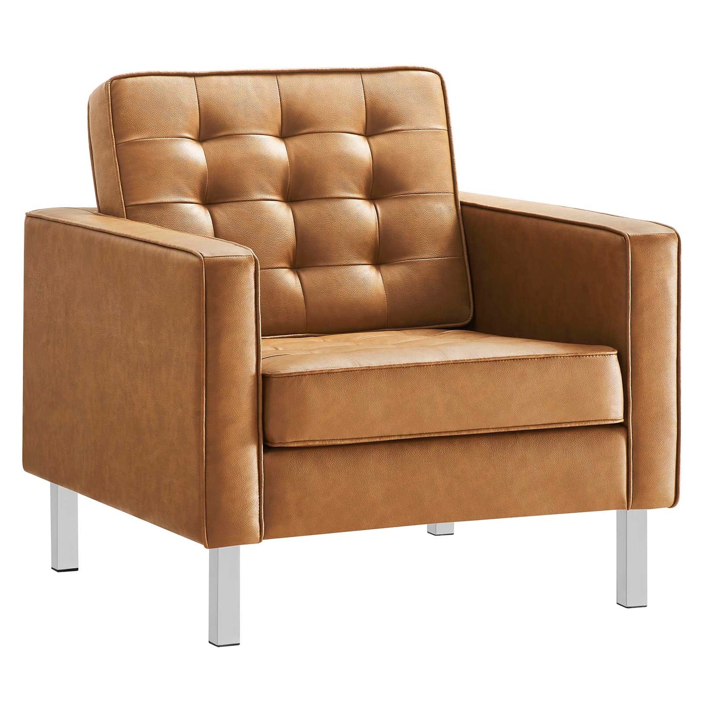 Loft Tufted Vegan Leather Armchair and Ottoman Set by Modway