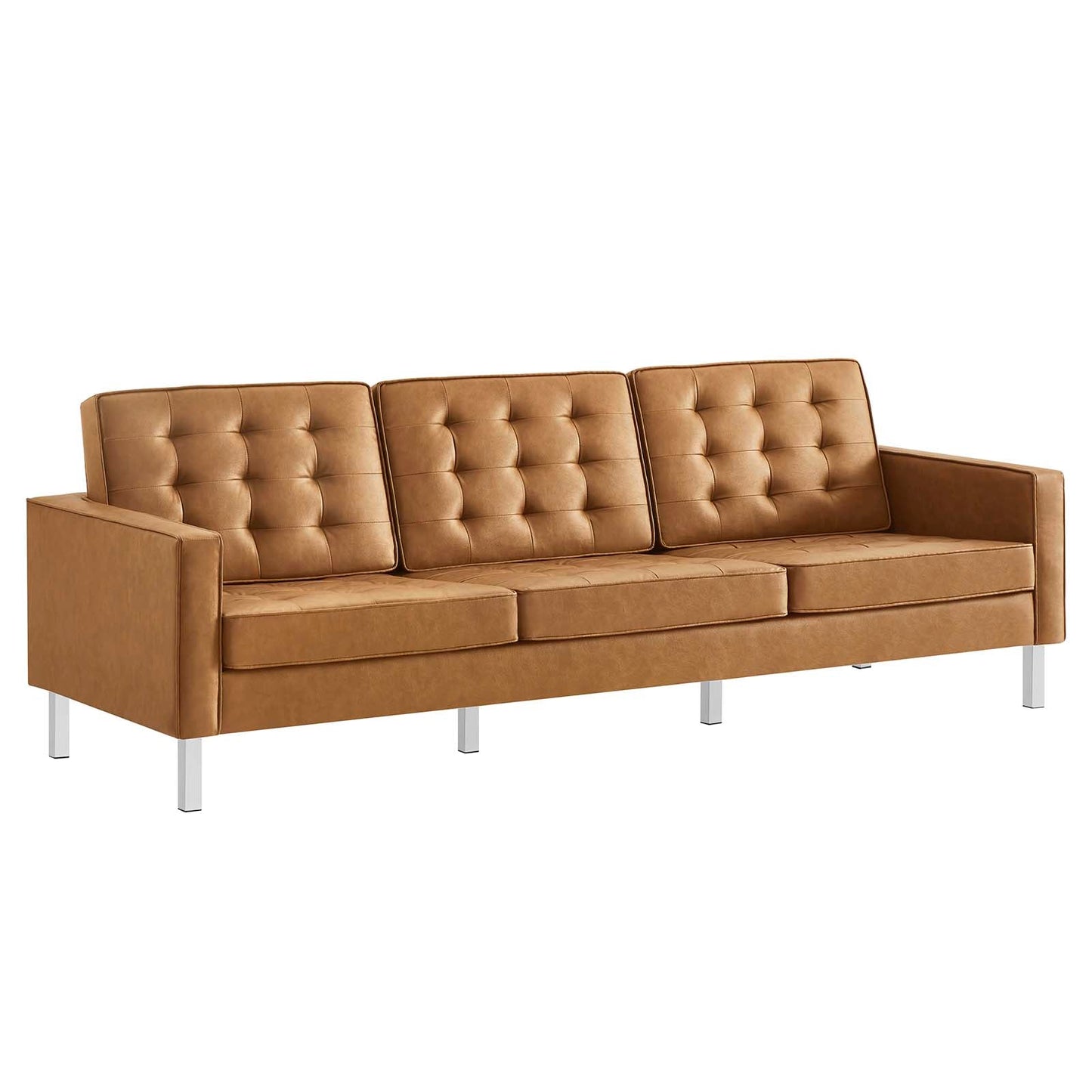 Loft Tufted Vegan Leather Sofa and Ottoman Set by Modway