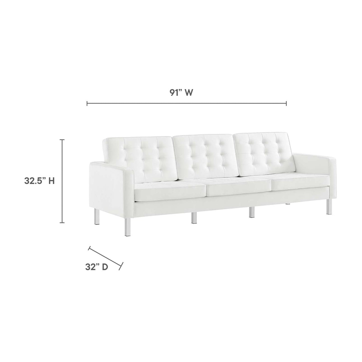 Loft Tufted Vegan Leather Sofa and Ottoman Set by Modway