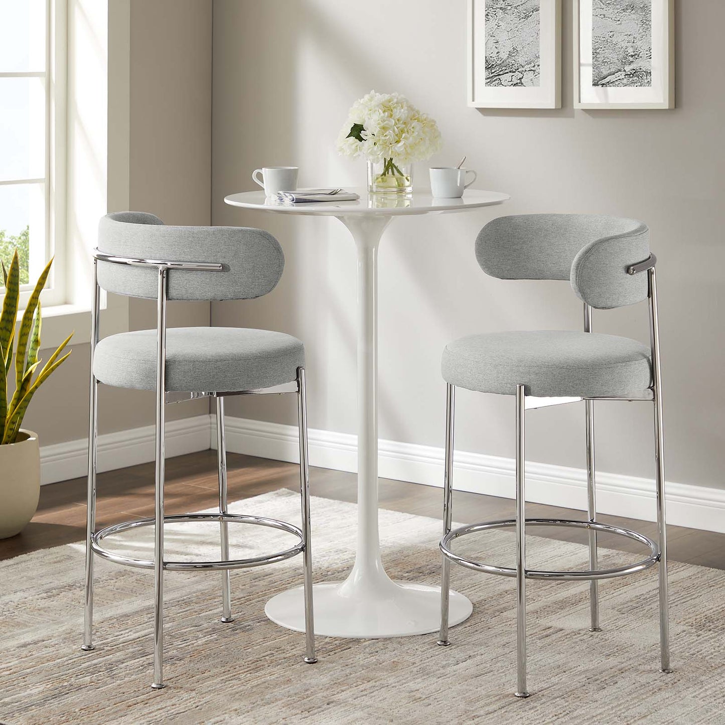 Albie Fabric Bar Stools Set of 2 by Modway