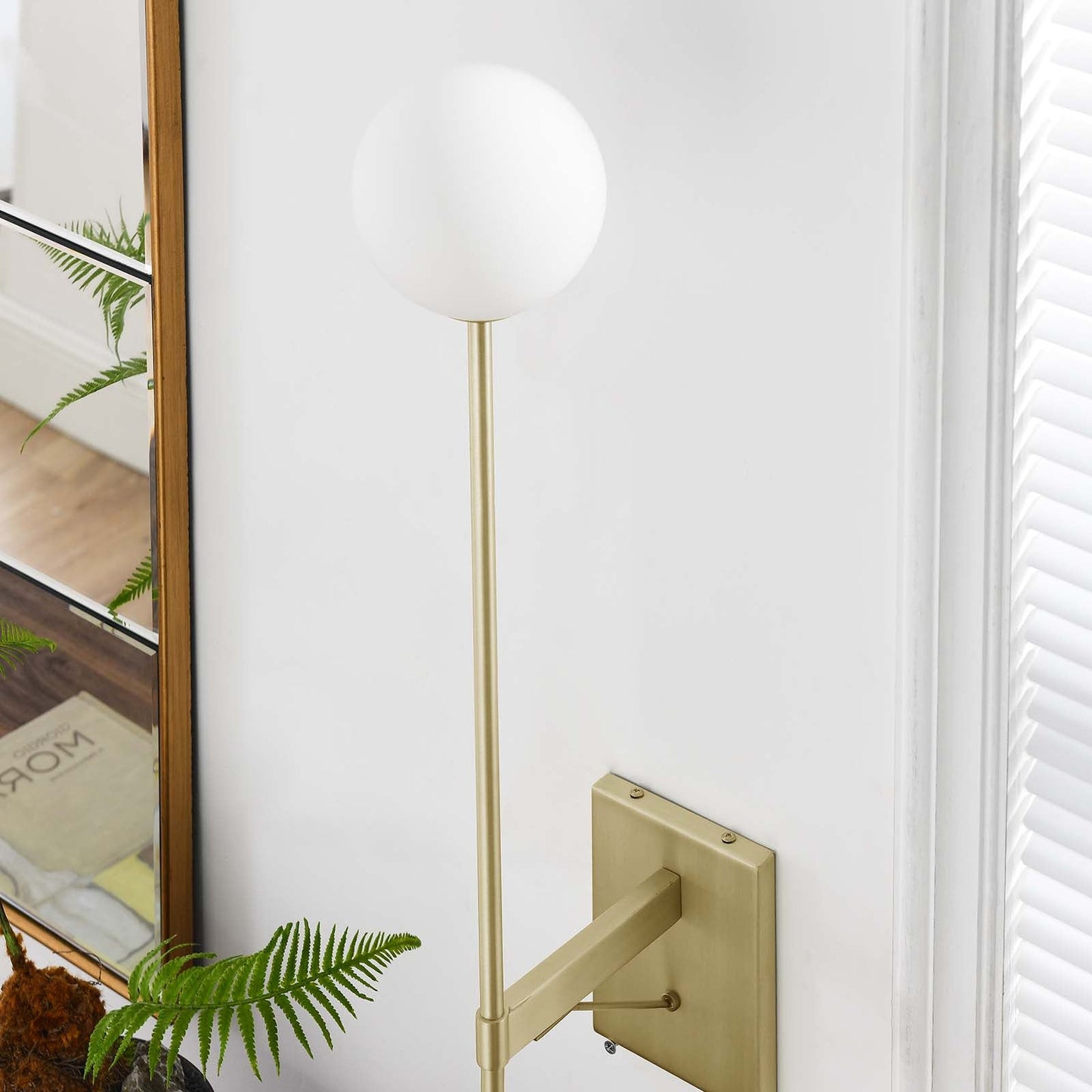 Riva White Globe Wall Sconce by Modway