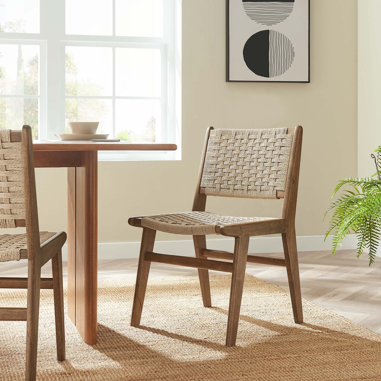 Saoirse Woven Rope Wood Dining Side Chair Set of 2 by Modway