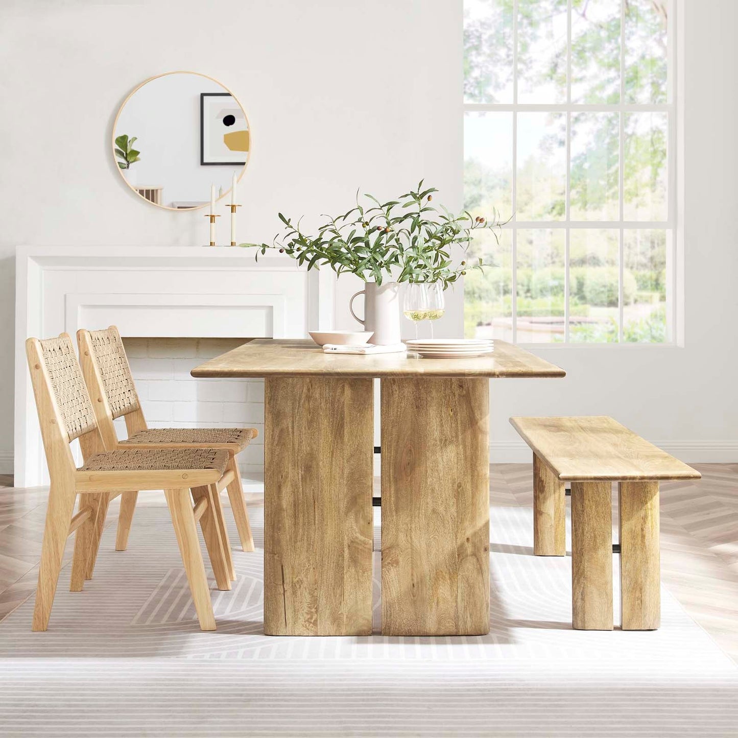 Amistad 72" Wood Dining Table and Bench Set by Modway