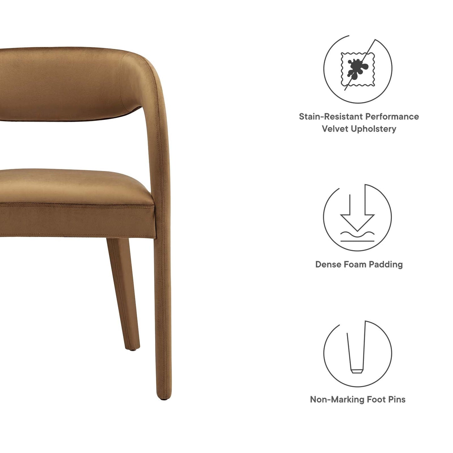 Pinnacle Performance Velvet Dining Chair Set of 2 by Modway