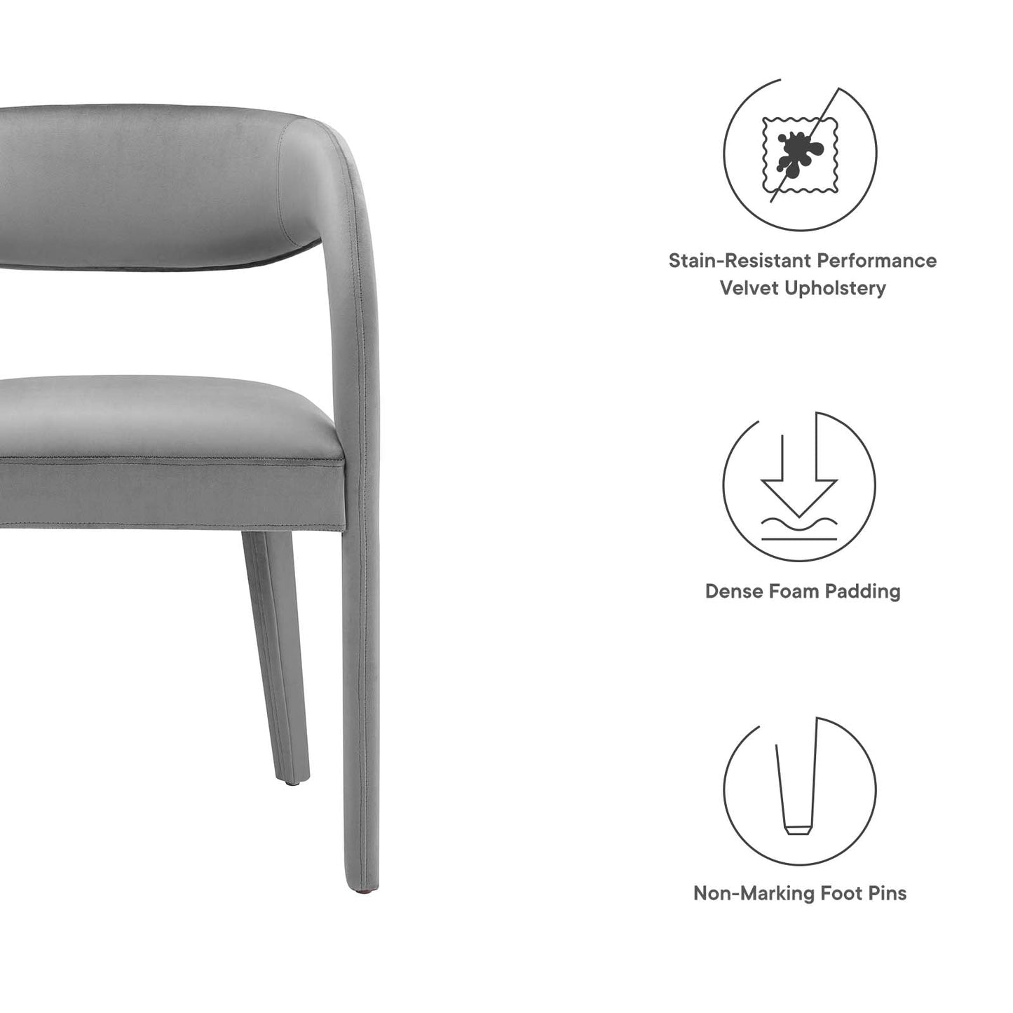 Pinnacle Performance Velvet Dining Chair Set of 2 by Modway