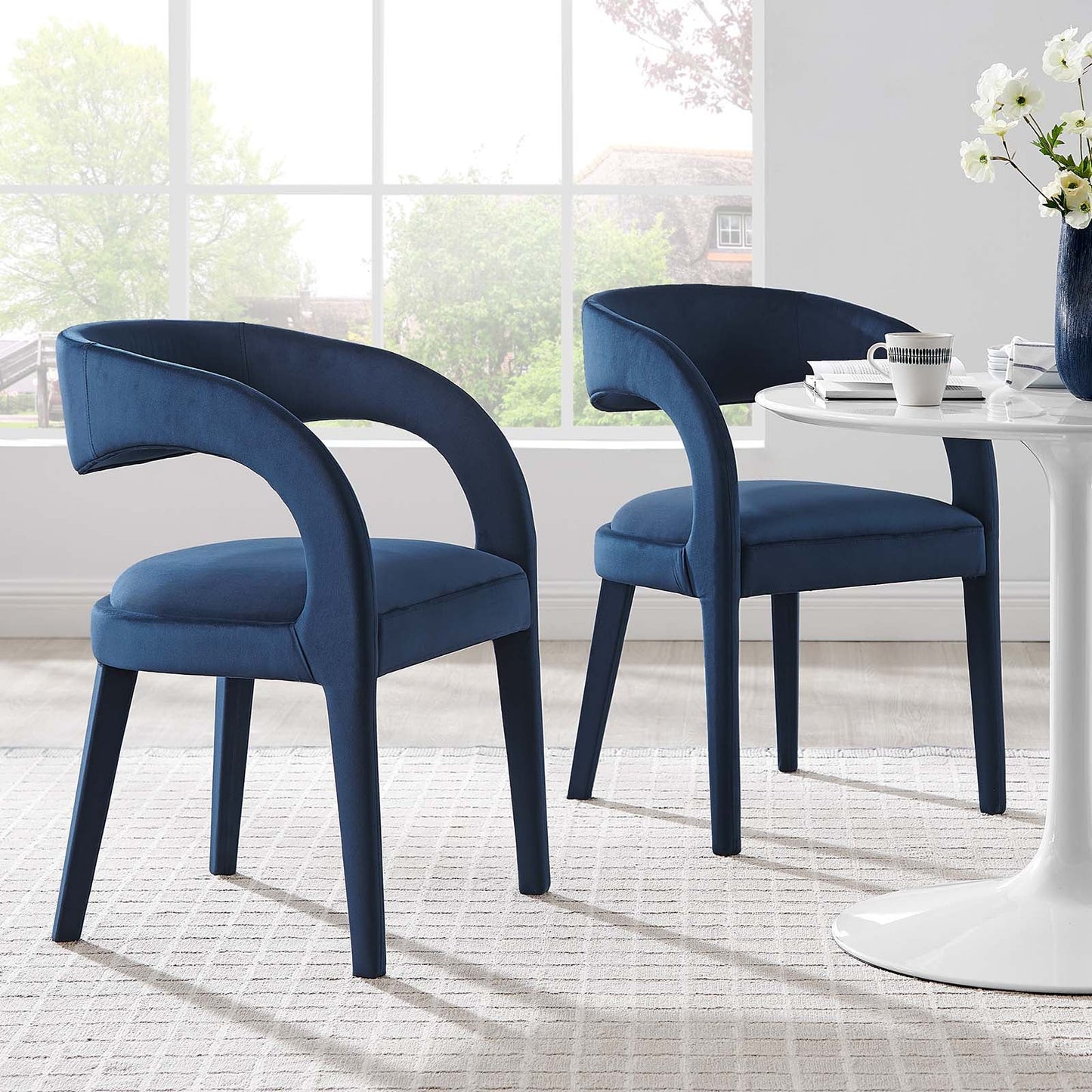 Pinnacle Performance Velvet Dining Chair Set of 2 by Modway