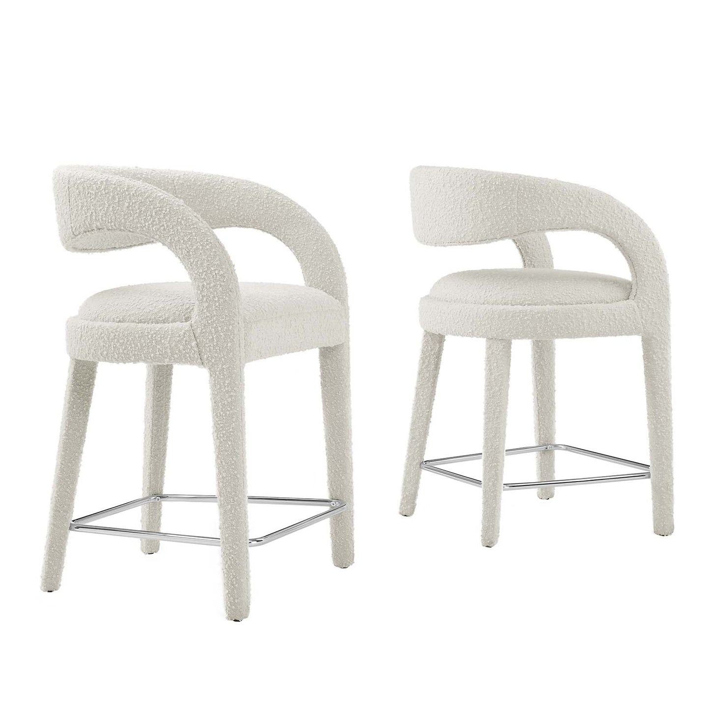Pinnacle Boucle Upholstered Counter Stool Set of 2 by Modway