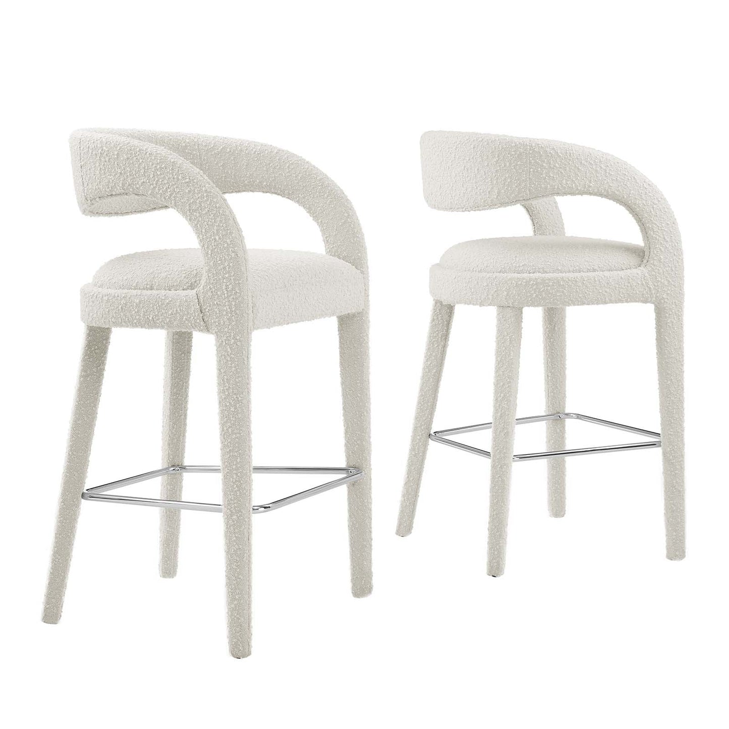 Pinnacle Boucle Upholstered Bar Stool Set of 2 by Modway
