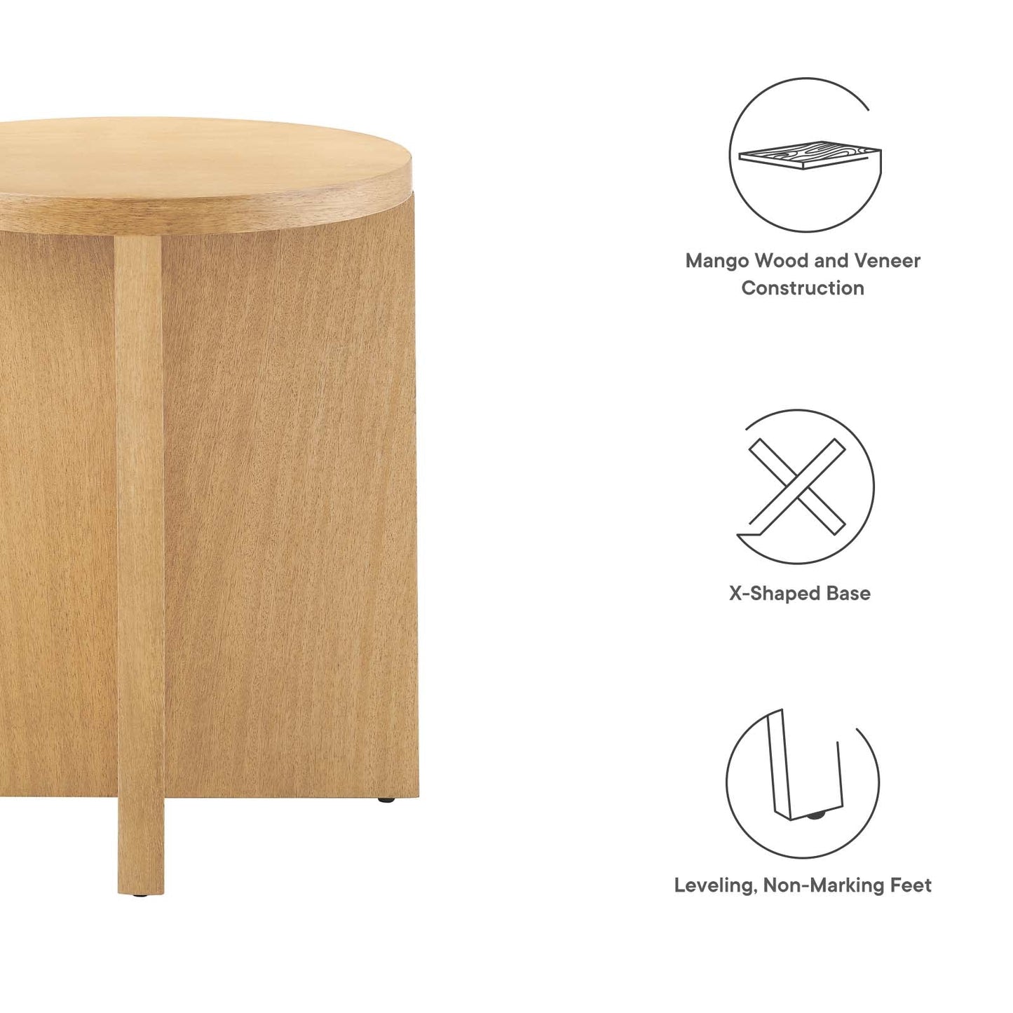 Silas Round Wood Side Table by Modway