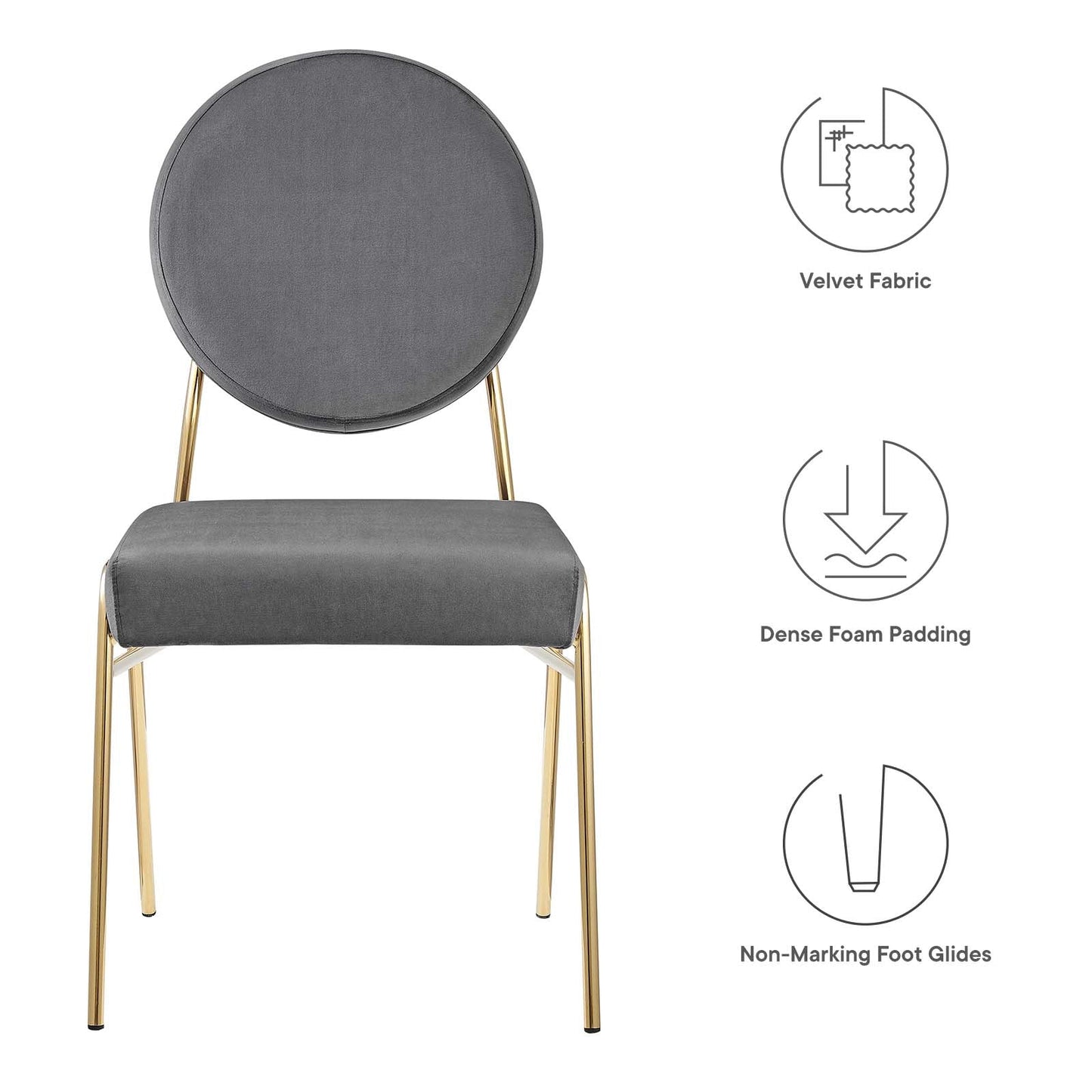 Craft Performance Velvet Dining Side Chairs Set of 2 by Modway