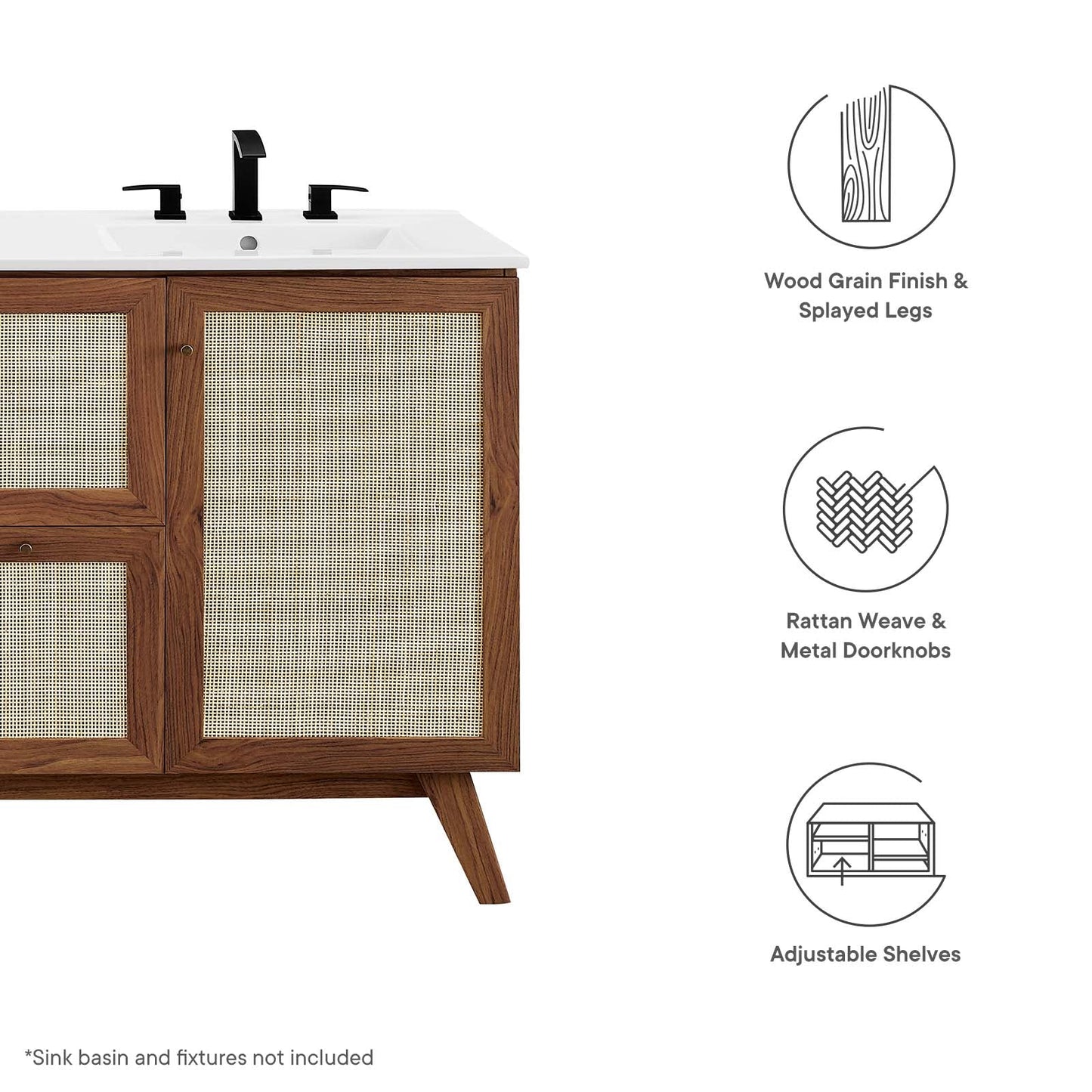 Soma 48Ó Single or Double Sink Compatible Bathroom Vanity Cabinet (Sink Basin Not Included) by Modway