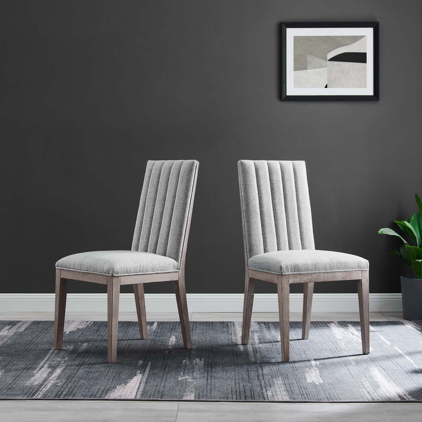 Maisonette French Vintage Tufted Fabric Dining Side Chairs Set of 2 by Modway