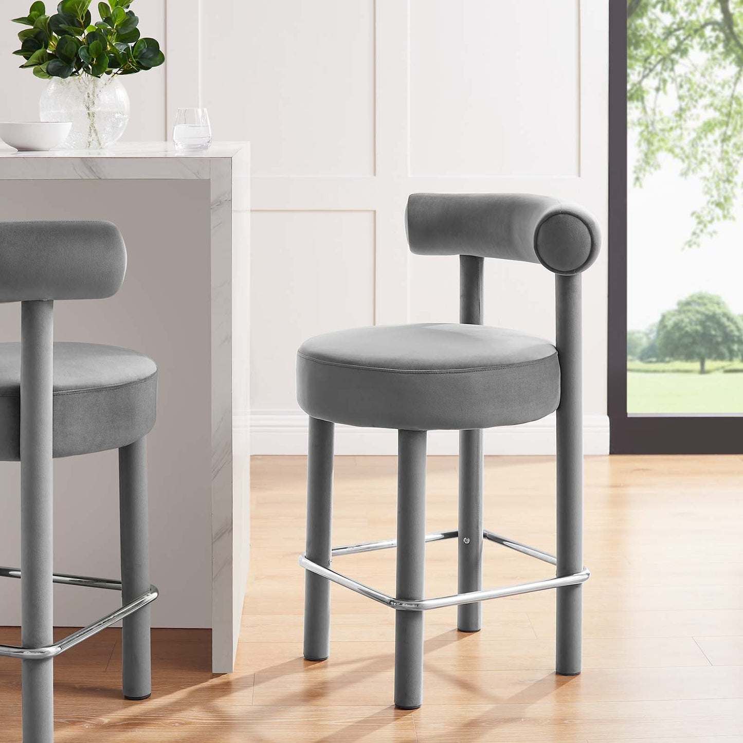 Toulouse Performance Velvet Counter Stool Set of 2 by Modway