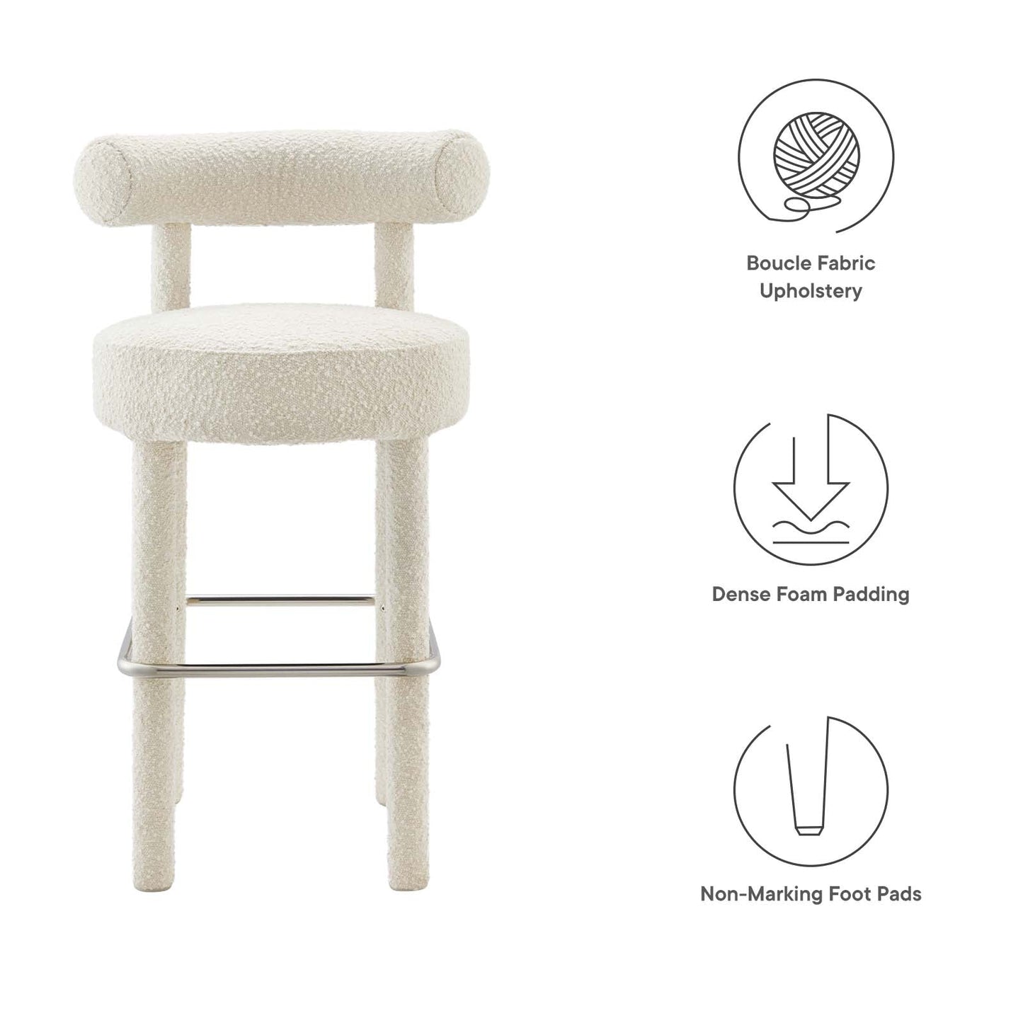 Toulouse Boucle Fabric Bar Stool Set of 2 by Modway