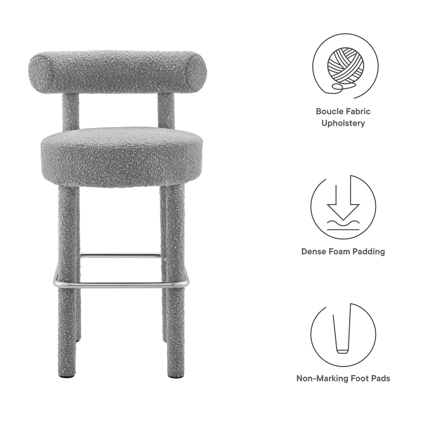 Toulouse Boucle Fabric Bar Stool Set of 2 by Modway