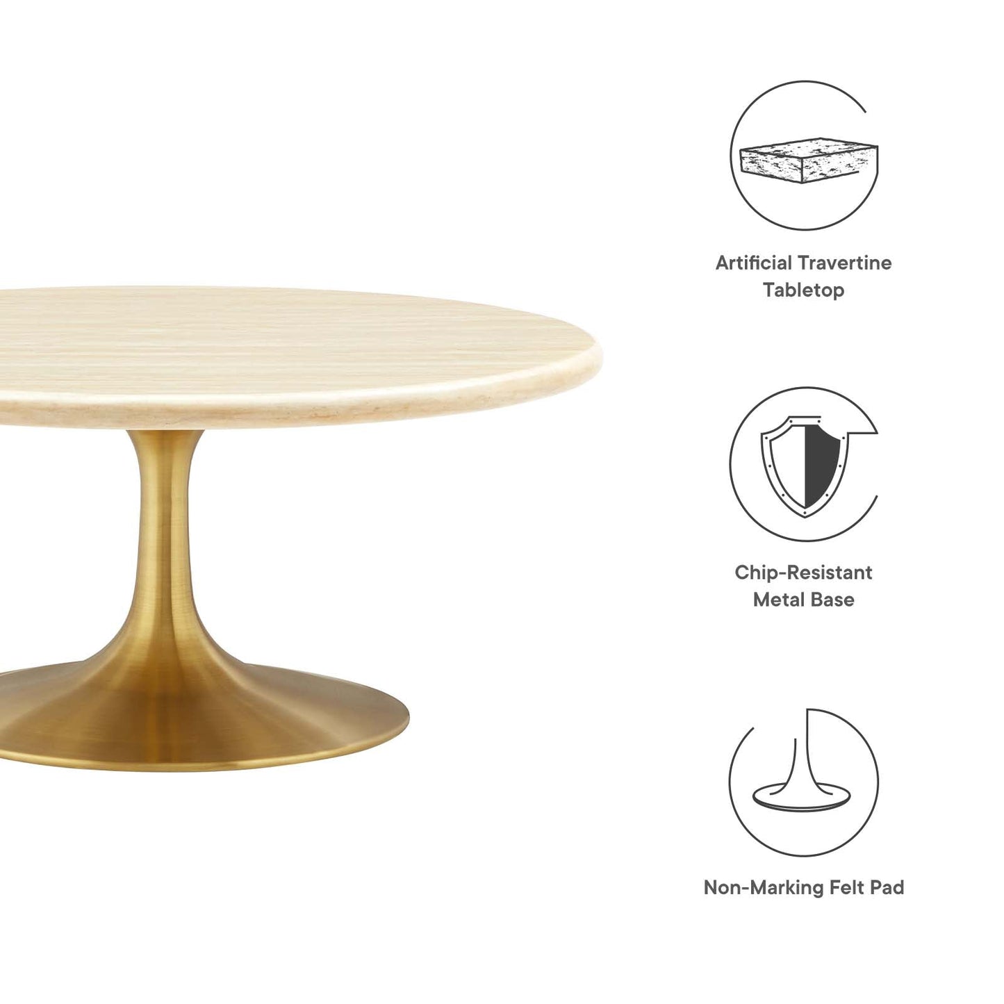 Lippa 36Ó Round Faux Travertine Coffee Table by Modway