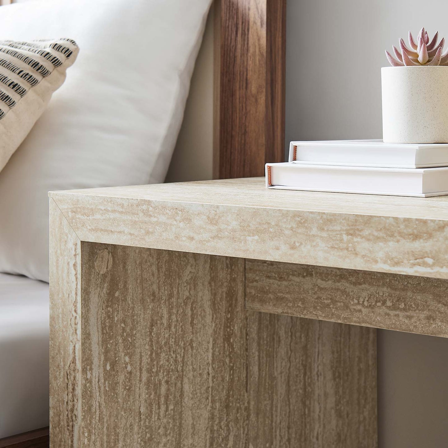 Mirella Faux Travertine Side Table by Modway