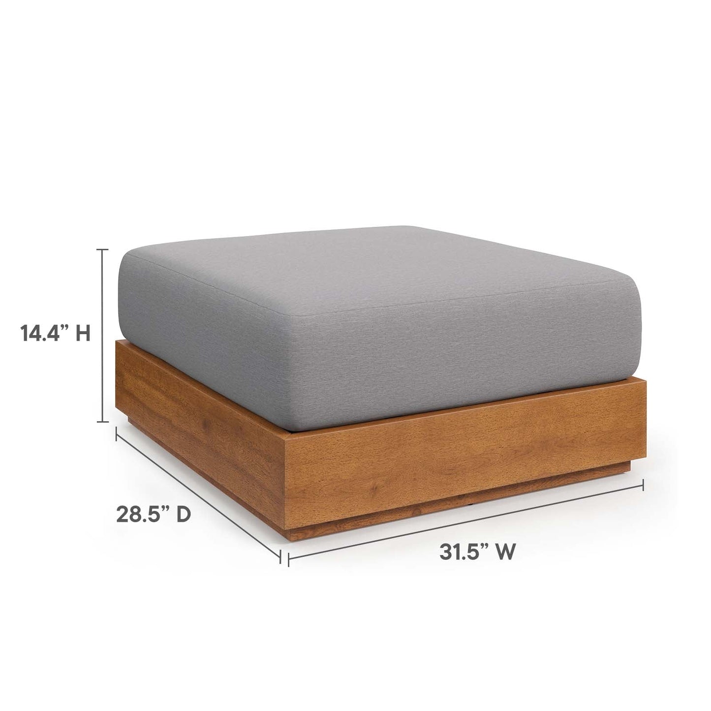 Tahoe Outdoor Patio Acacia Wood Ottoman by Modway