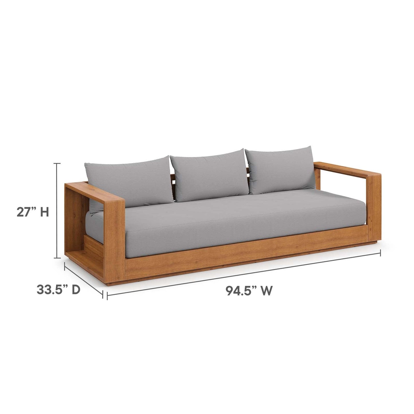 Tahoe 2-Piece Outdoor Patio Acacia Wood Sofa and Coffee Table Set by Modway