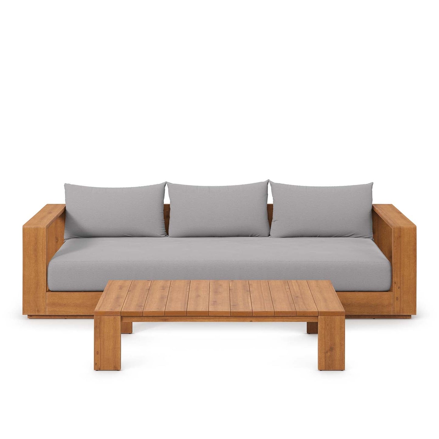 Tahoe 2-Piece Outdoor Patio Acacia Wood Sofa and Coffee Table Set by Modway