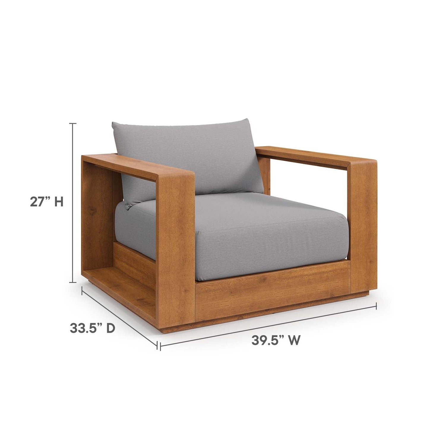 Tahoe 2-Piece Outdoor Patio Acacia Wood Armchair and Ottoman Set by Modway
