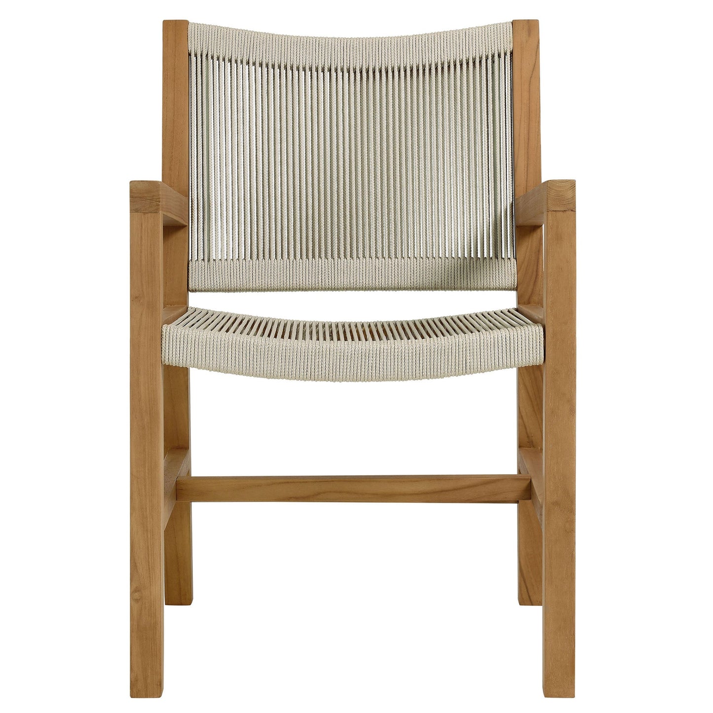 Vienna 3-Piece Outdoor Patio Teak and Rope Dining Set with Armchairs by Modway