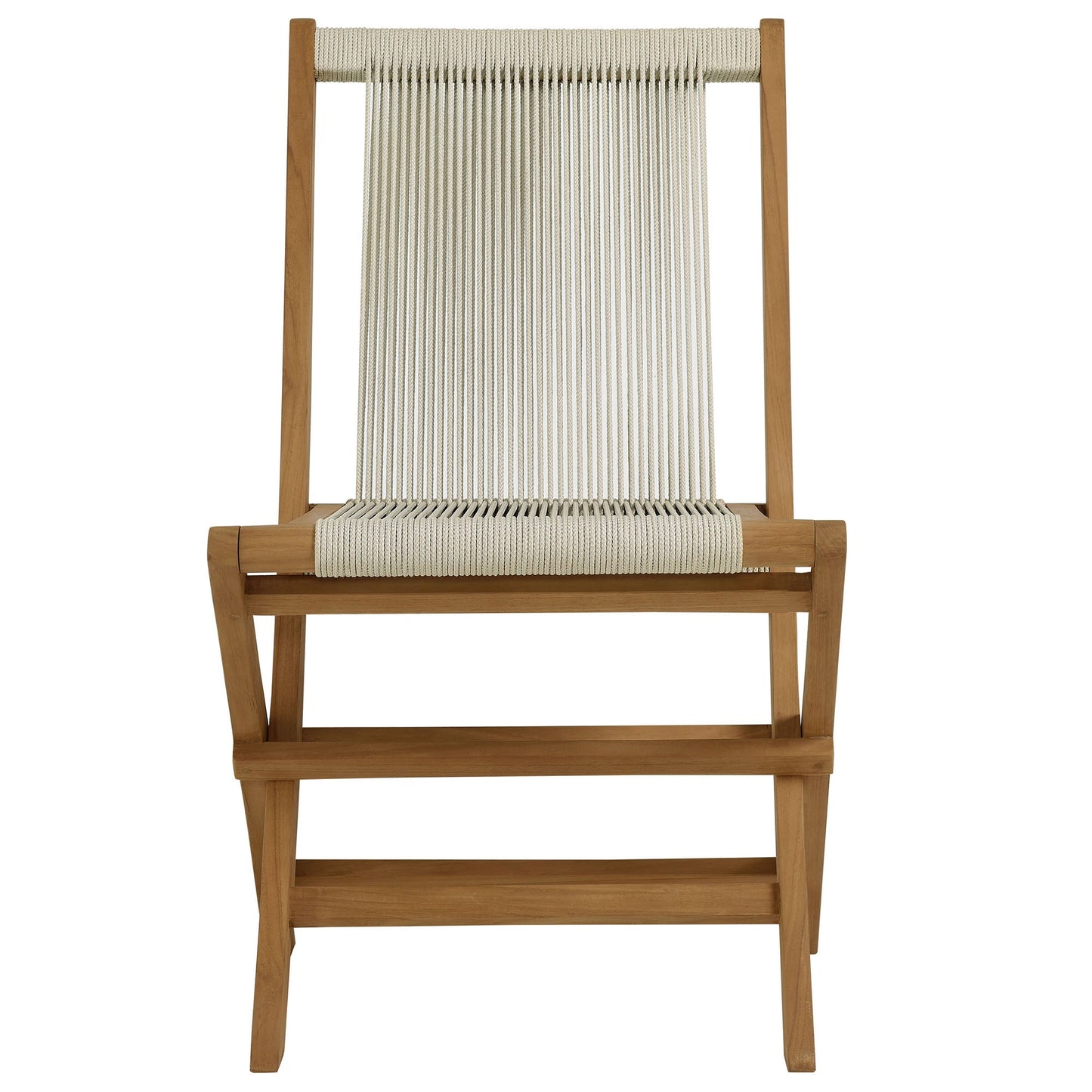 Vienna Outdoor Patio Teak and Rope Folding Chairs Set of 4 by Modway