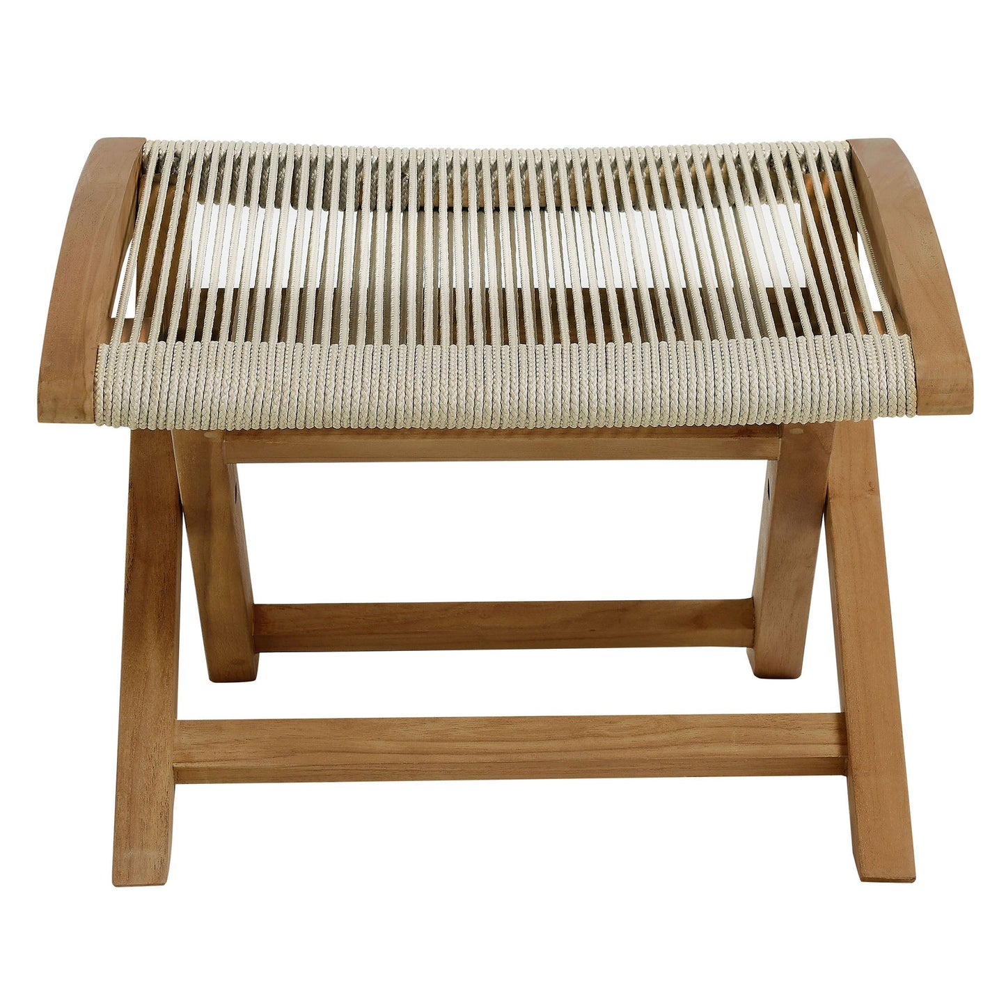 Vienna Outdoor Patio Teak and Rope Folding Ottoman by Modway
