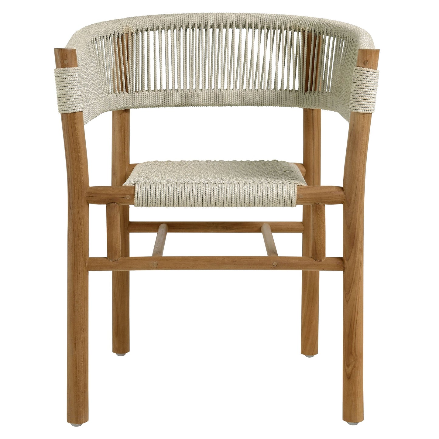 Vienna 7-Piece Outdoor Patio Teak and Rope Dining Set with Curved-Back Armchairs by Modway
