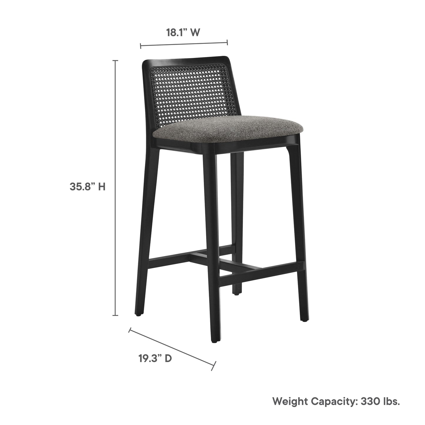 Monarch Wood and Rattan Counter Stool by Modway