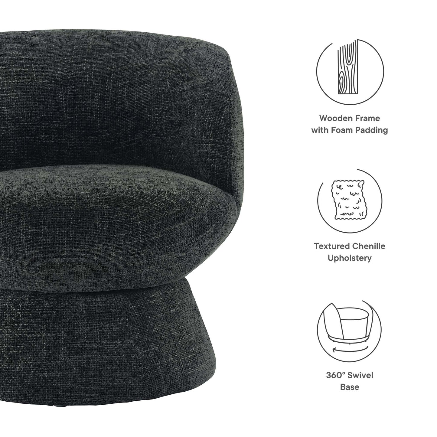 Vesta Chenille Fabric Upholstered Swivel Chair by Modway